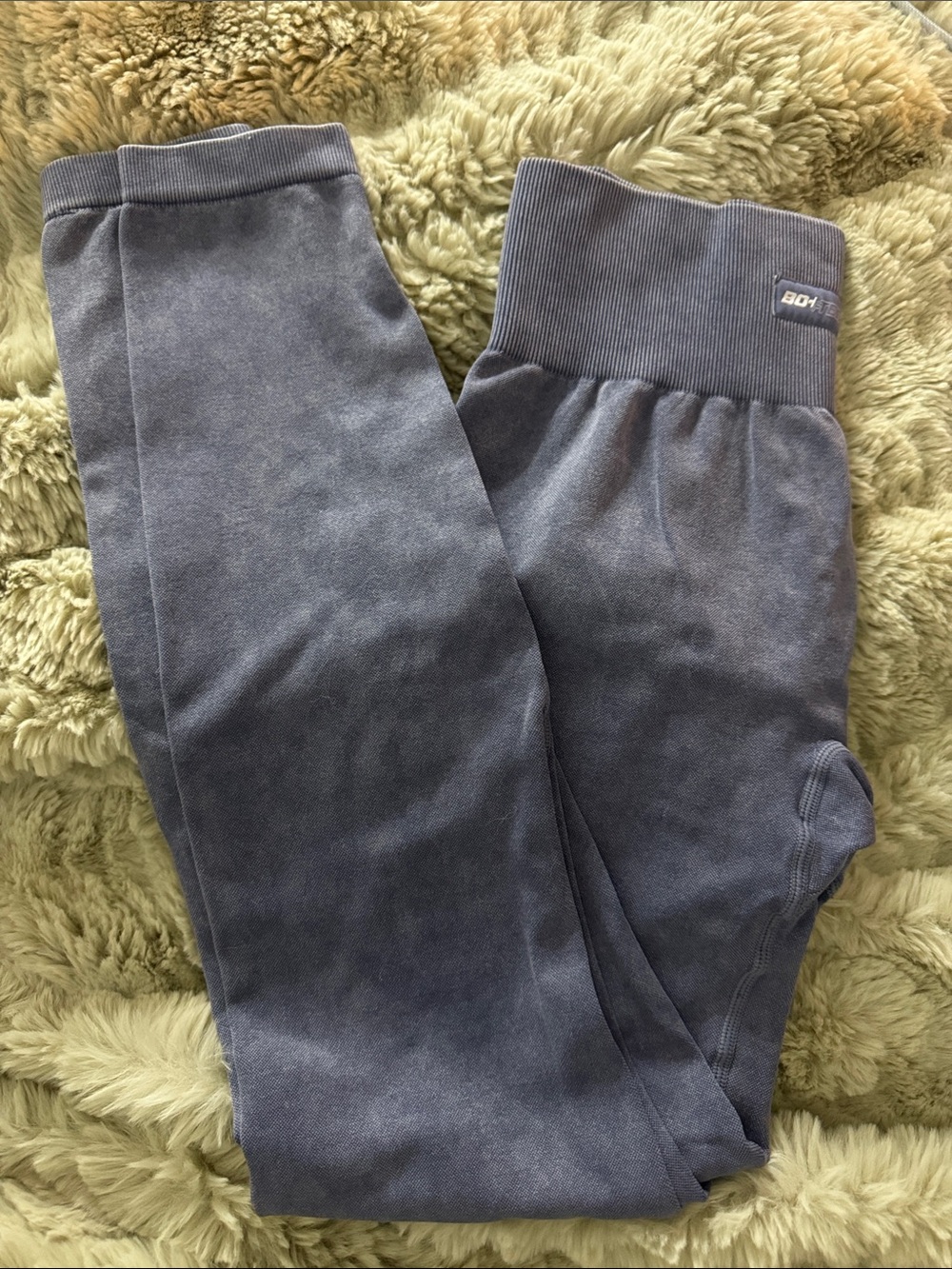 Cozy High-Waist Ribbed Jogger Leggings - Slate Blue